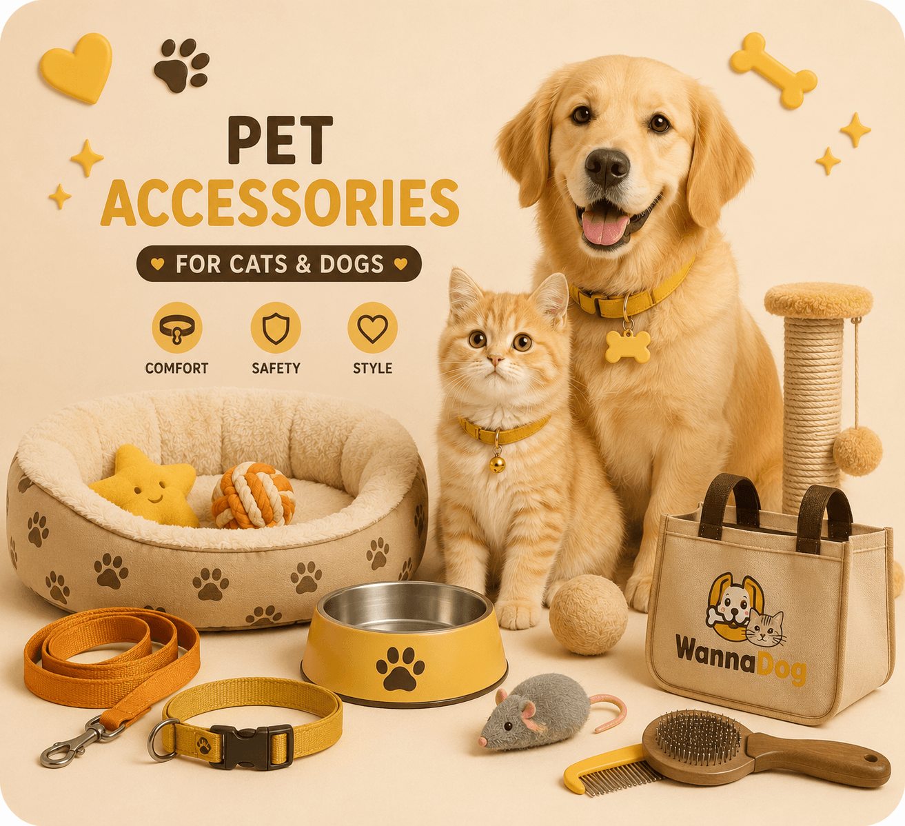 Collars, leashes and toys on the shelves at WannaDog, the pet shop on CAT Road, Indore